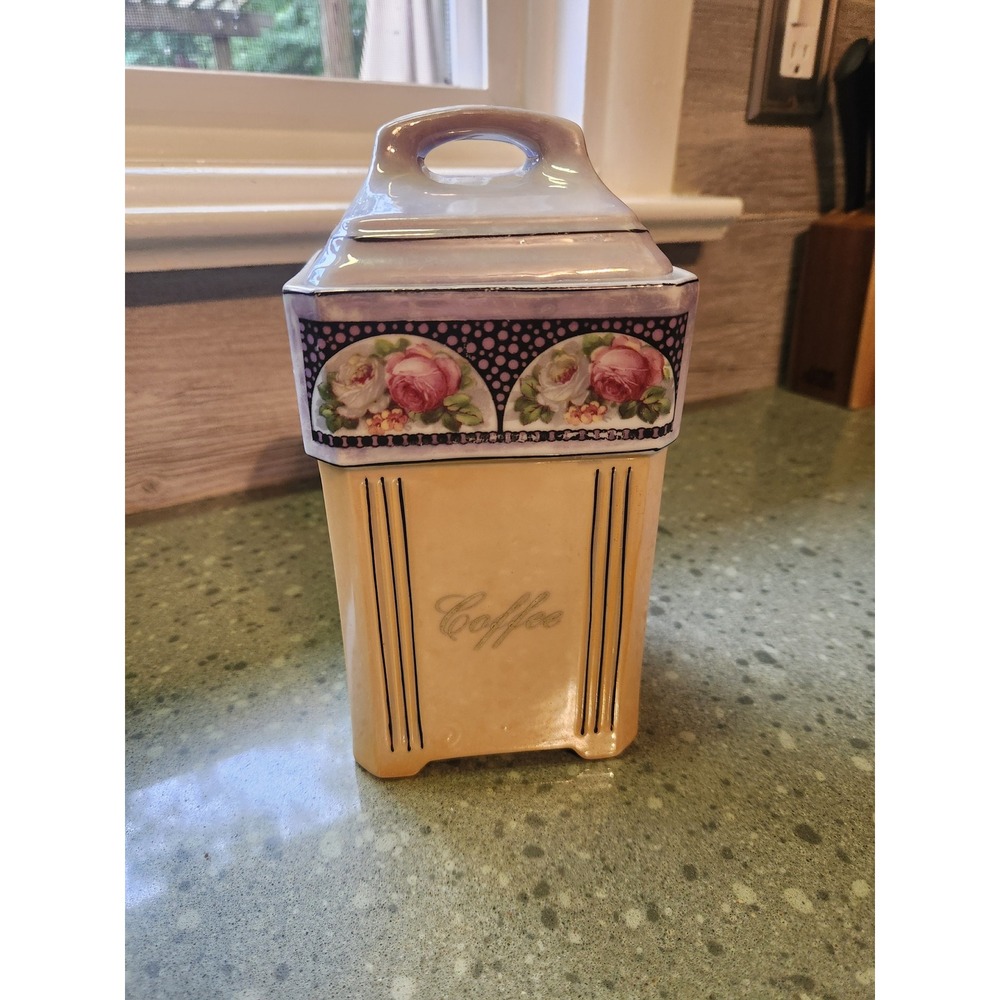 Vintage 1920s-40s Mepoco Germany Ceramic or Porcelain Coffee Canister